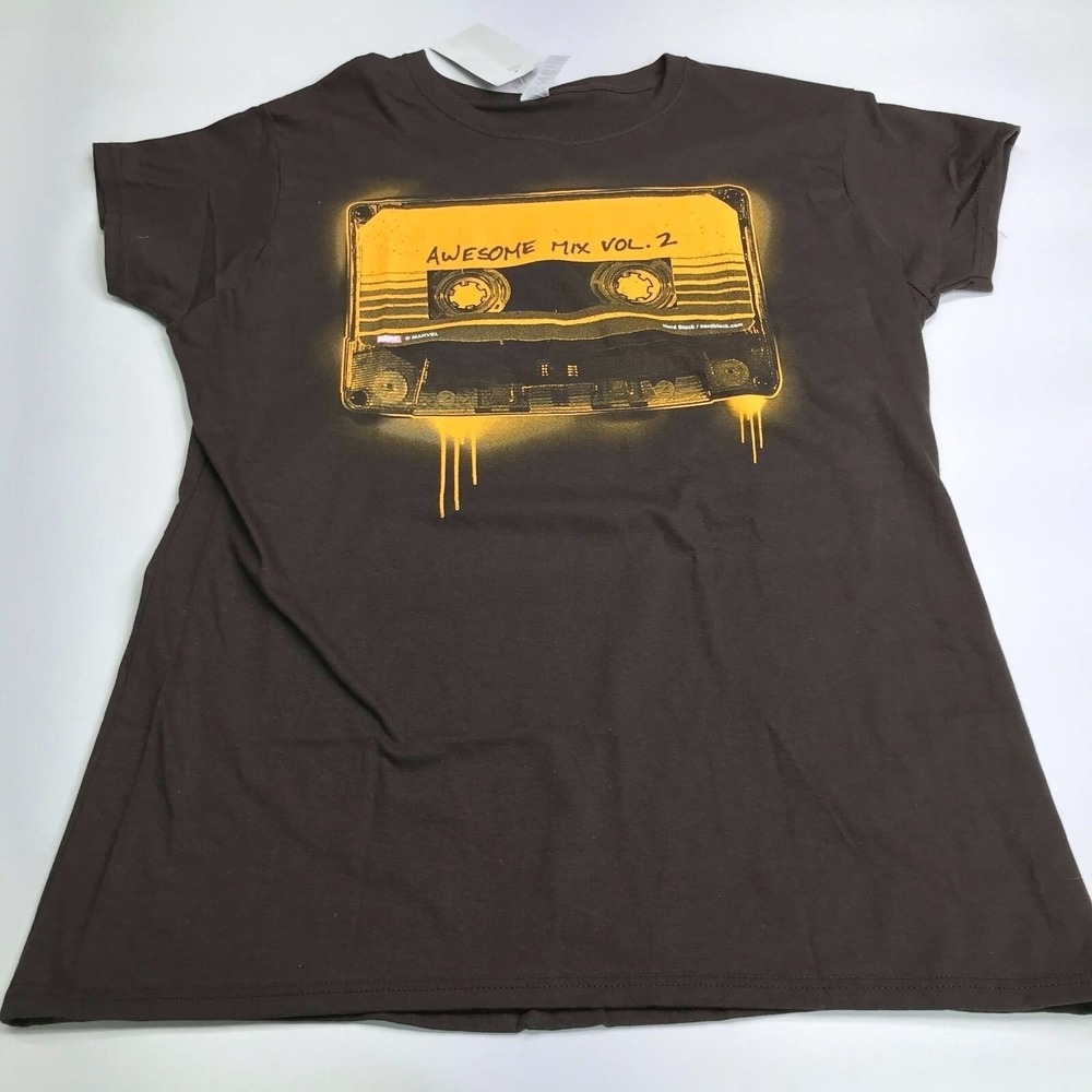 NWT Guardians of the Galaxy Vol 2 Shirt Women XXL Nerd Block Awesome Mix Brown